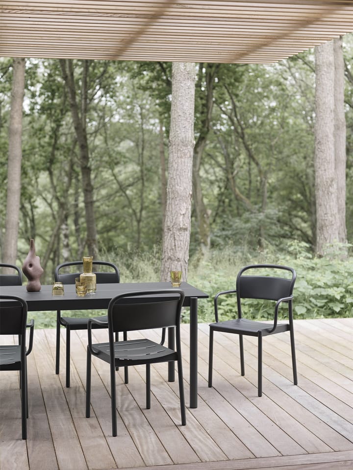 Linear steel armchair stoel met armleuningen, Black Muuto