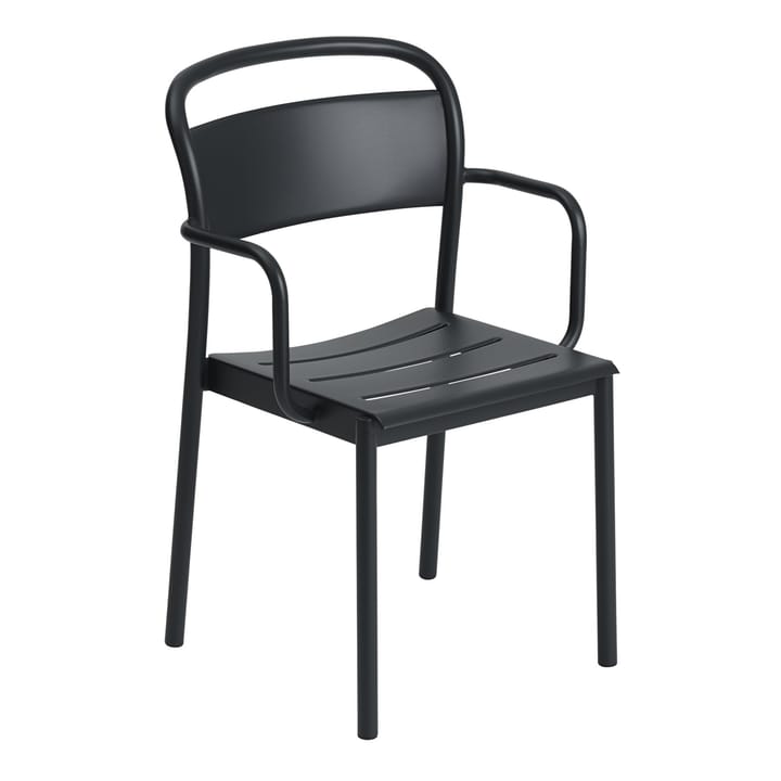 Linear steel armchair stoel met armleuningen - Black - Muuto
