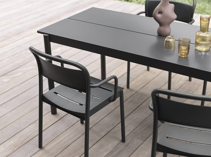 Linear steel armchair stoel met armleuningen, Black Muuto