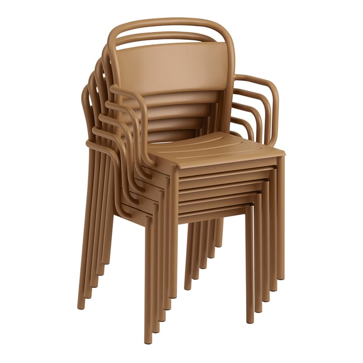Linear steel armchair stoel met armleuningen, Burnt orange Muuto