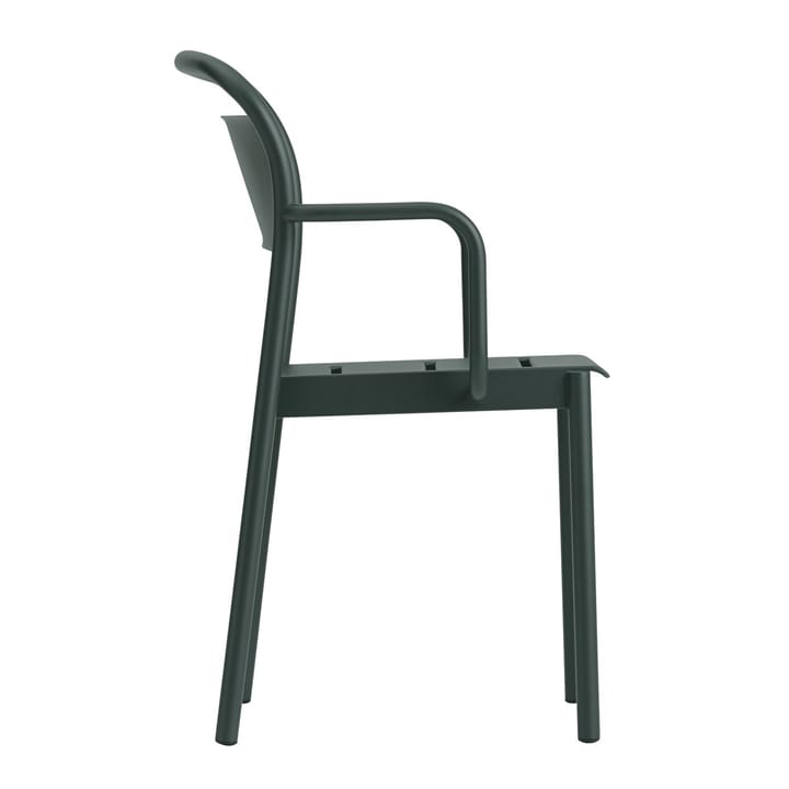 Linear steel armchair stoel met armleuningen, Dark green Muuto