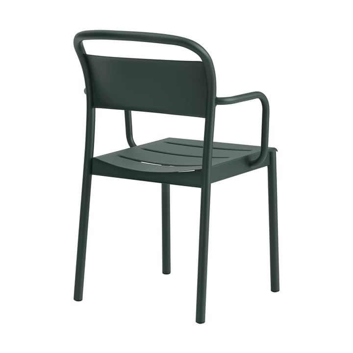 Linear steel armchair stoel met armleuningen, Dark green Muuto