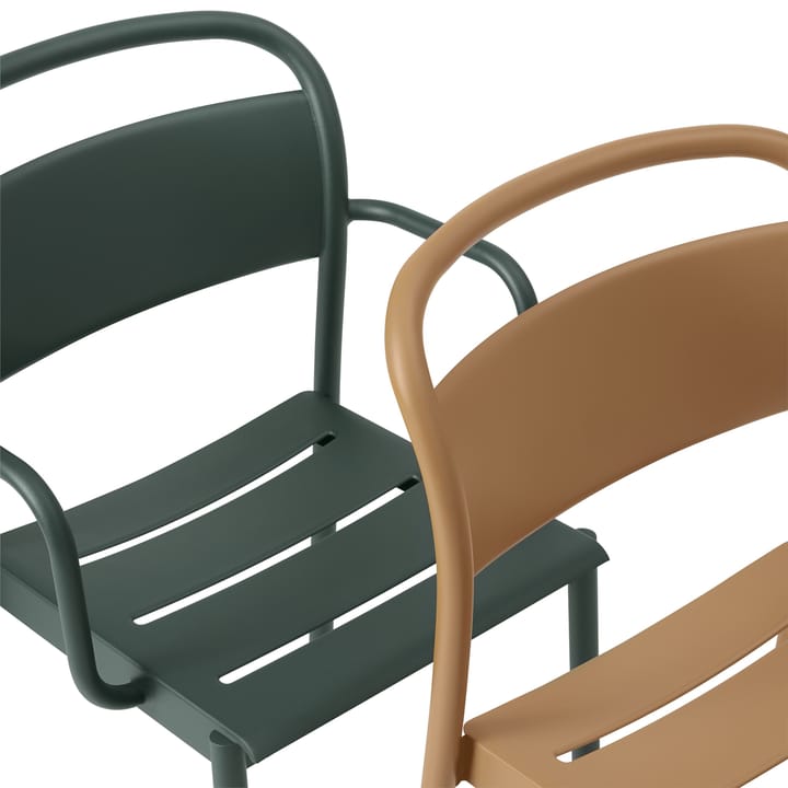 Linear steel armchair stoel met armleuningen, Dark green Muuto