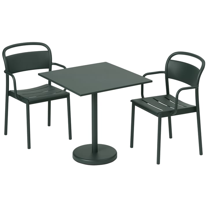 Linear steel armchair stoel met armleuningen, Dark green Muuto