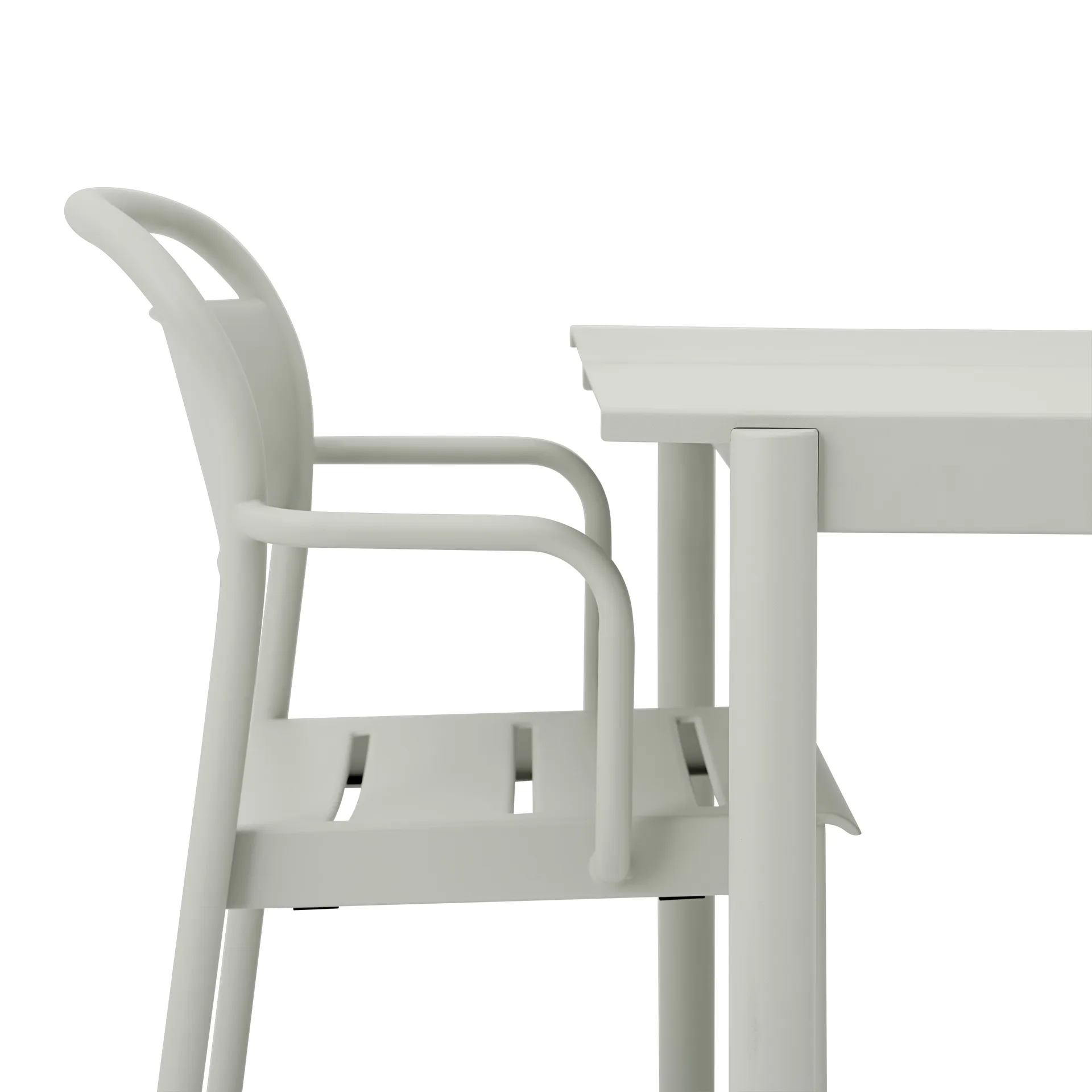 Linear steel armchair stoel met armleuningen, Grey (RAL 7044) Muuto