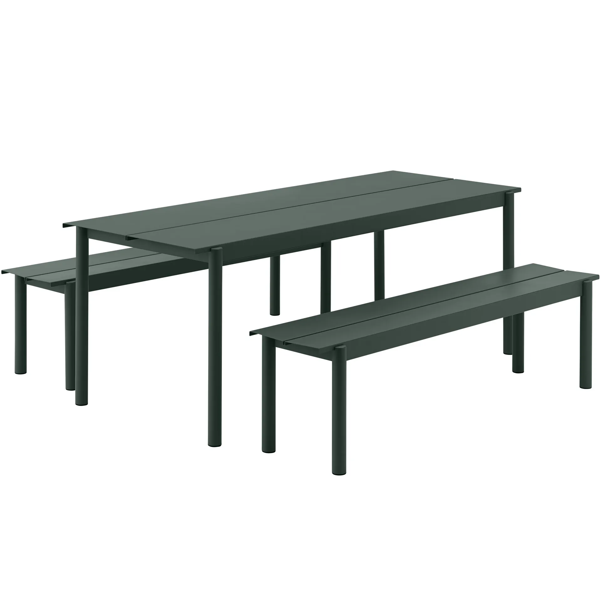 Linear Steel bank 170x34 cm, Dark green Muuto