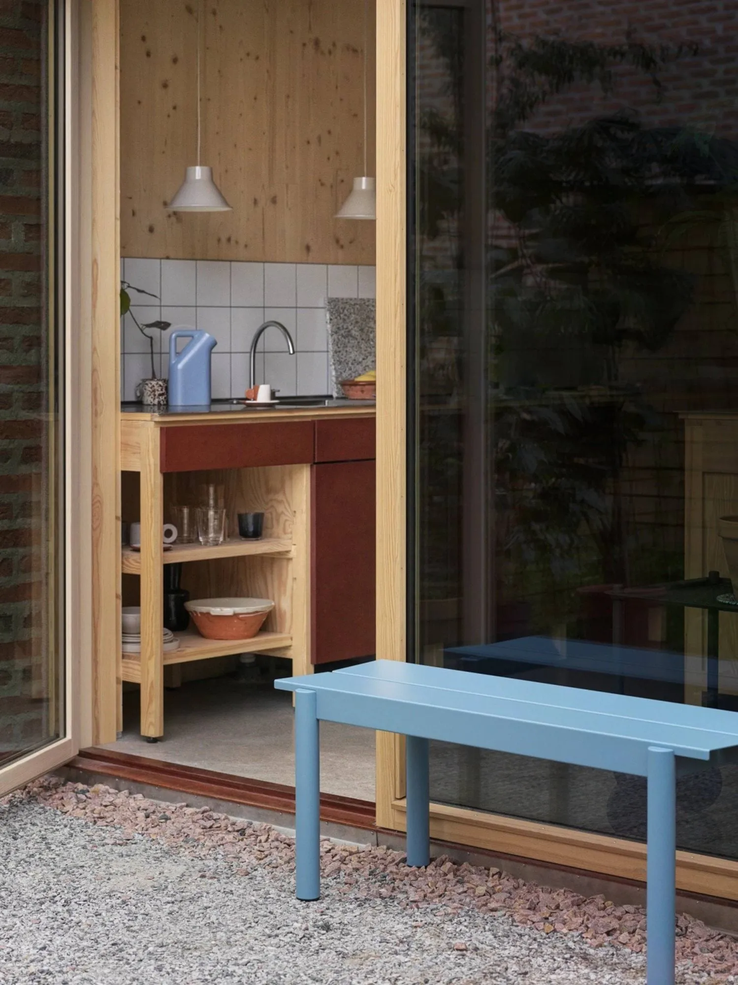 Linear Steel bank 170x34 cm, Pale blue Muuto