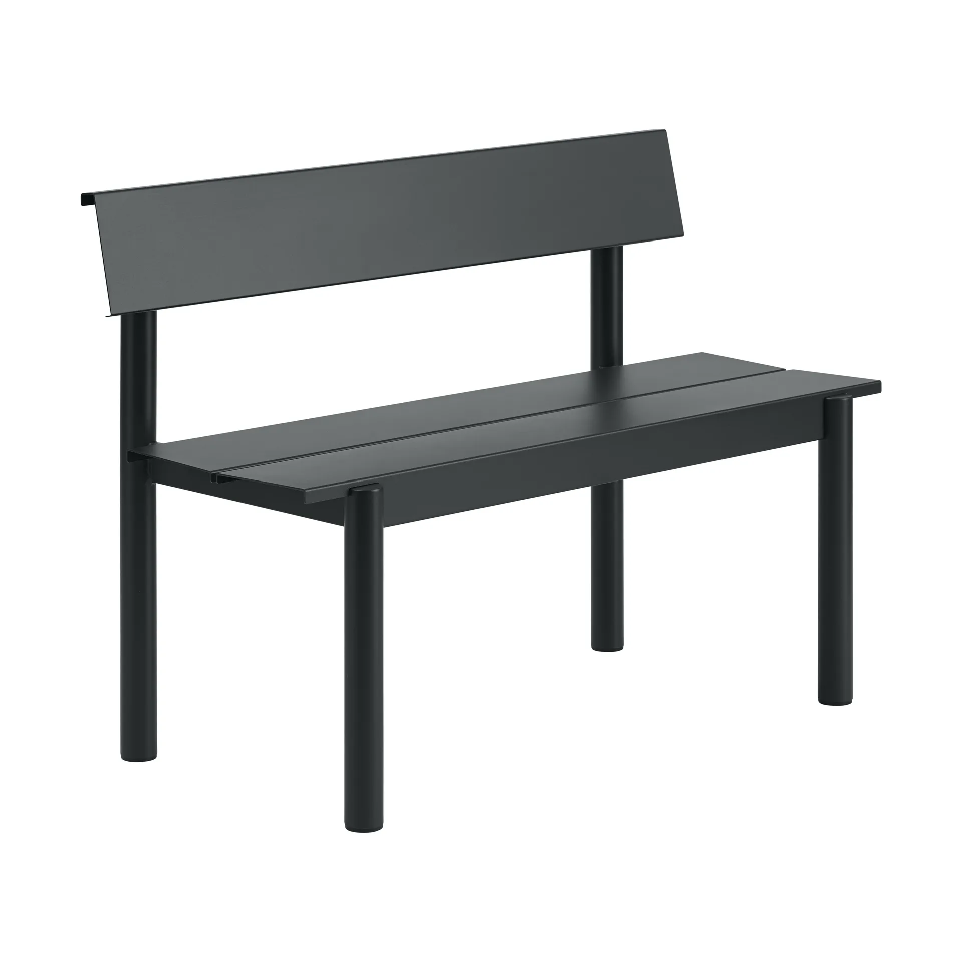 Linear Steel bank met rugleuning, Black, 110x34 cm Muuto