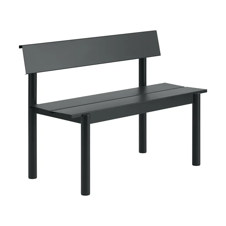 Linear Steel bank met rugleuning - Black, 110x34 cm - Muuto