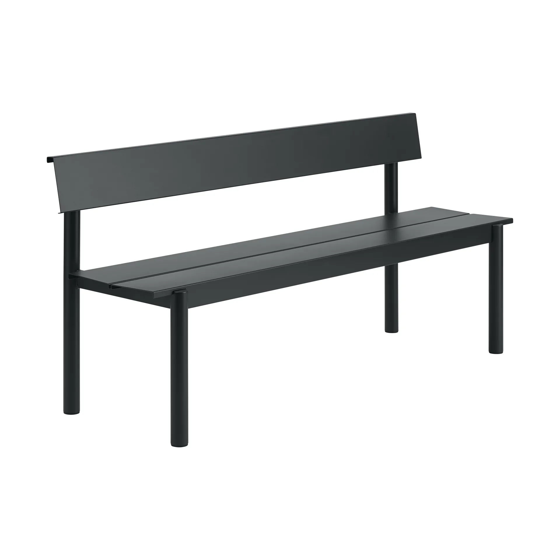 Linear Steel bank met rugleuning, Black, 170x34 cm Muuto