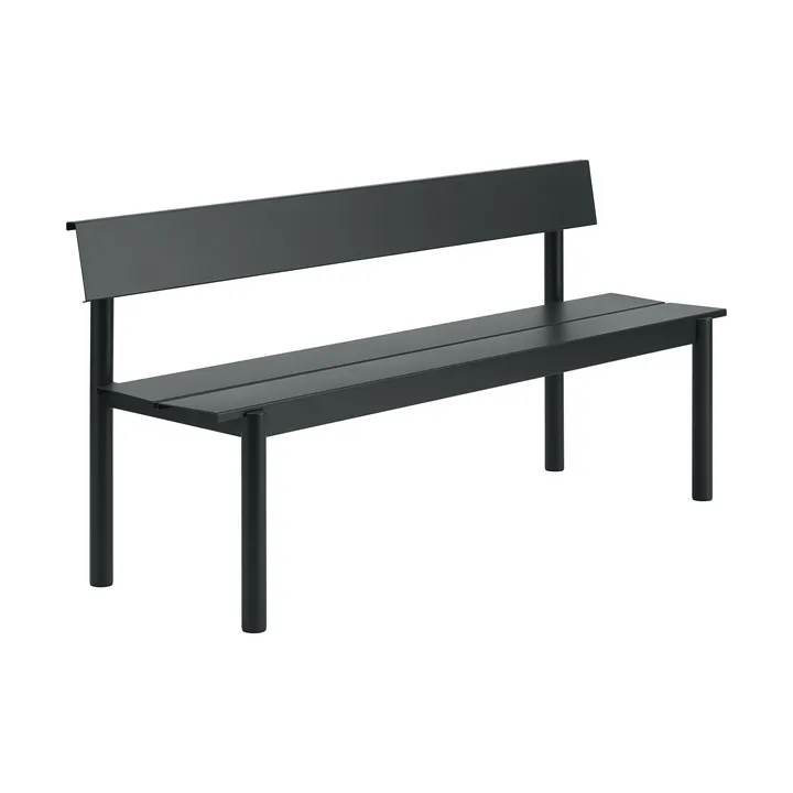Linear Steel bank met rugleuning - Black, 170x34 cm - Muuto
