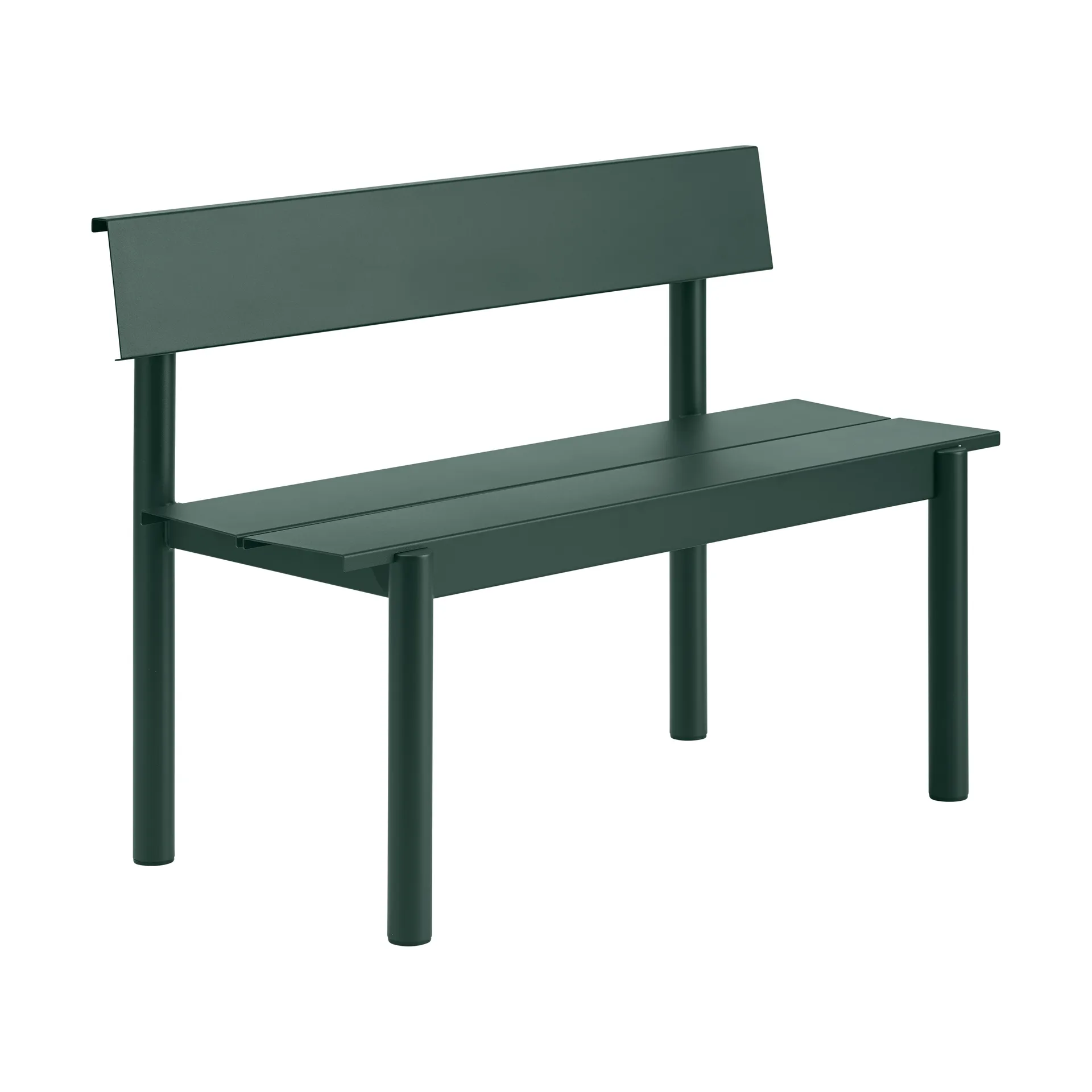 Linear Steel bank met rugleuning, Dark green, 110x34 cm Muuto