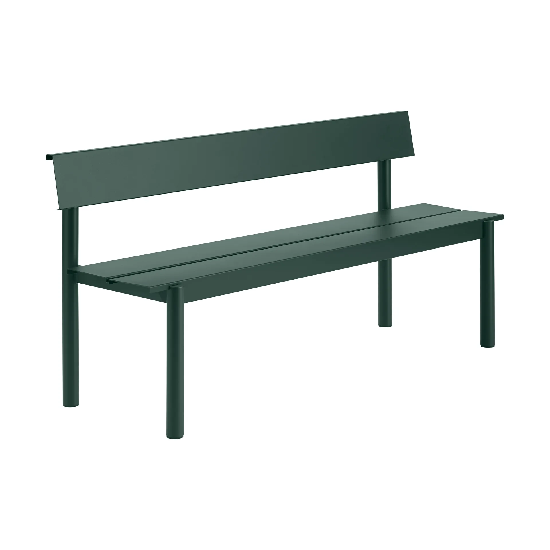 Linear Steel bank met rugleuning, Dark green, 170x34 cm Muuto