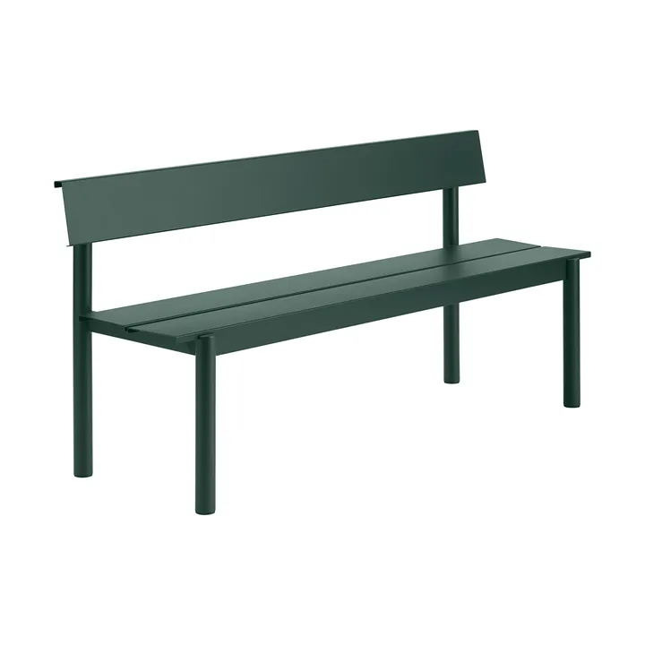 Linear Steel bank met rugleuning - Dark green, 170x34 cm - Muuto