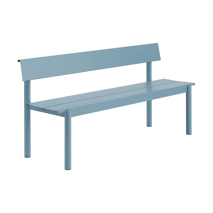 Linear Steel bank met rugleuning - Pale blue, 170x34 cm - Muuto