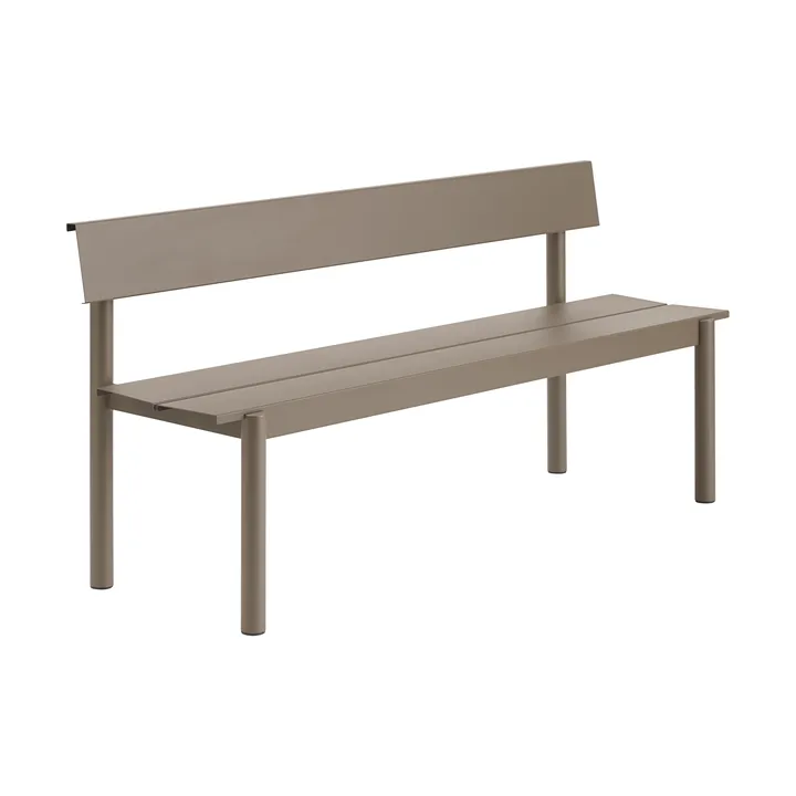 Linear Steel bank met rugleuning - Taupe, 170x34 cm - Muuto