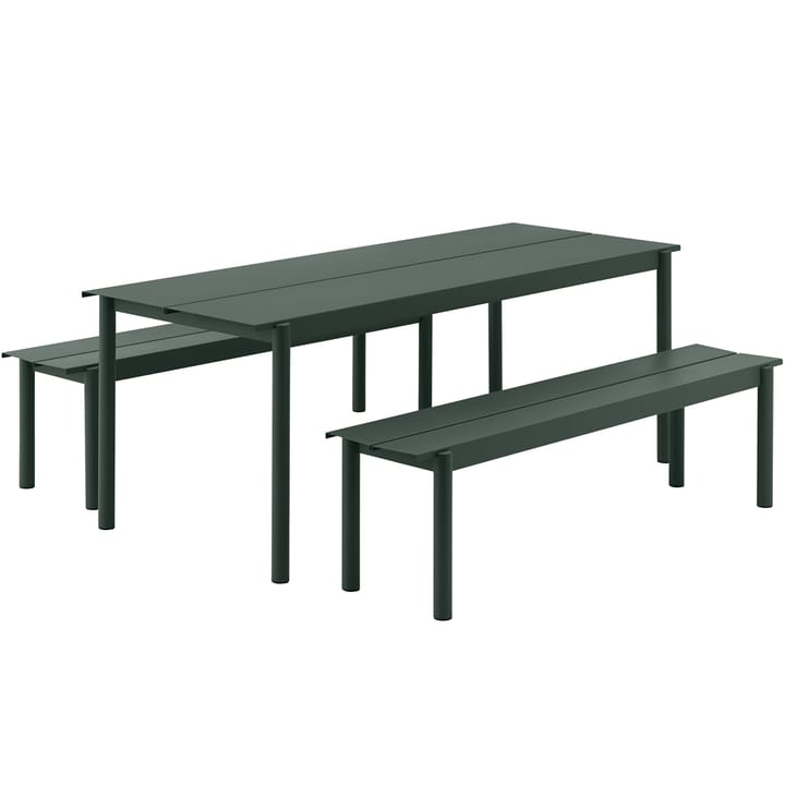 Linear steel bench bank 170x34 cm - Donkergroen - Muuto