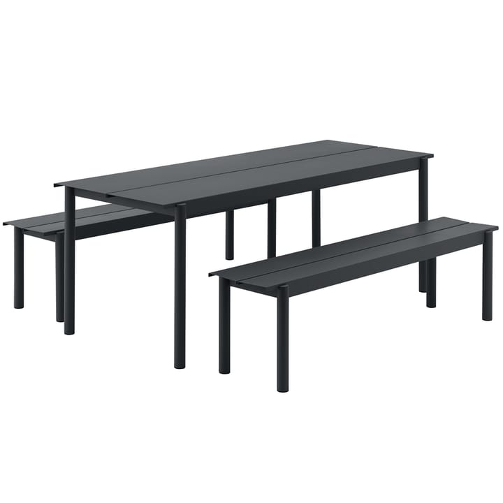 Linear steel bench bank 170x34 cm - Zwart - Muuto