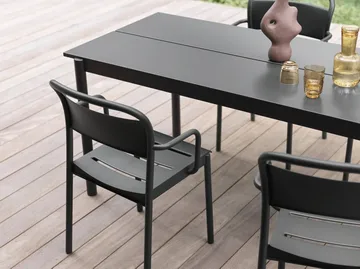 Linear steel table tafel 220x90 cm - Black (RAL 7021) - Muuto