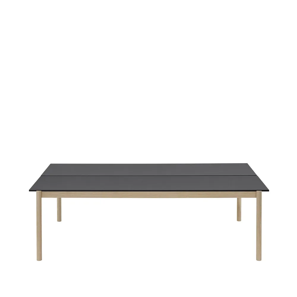 Linear System tafel 142x240 cm, Black nanolaminate-Black-Oak Muuto