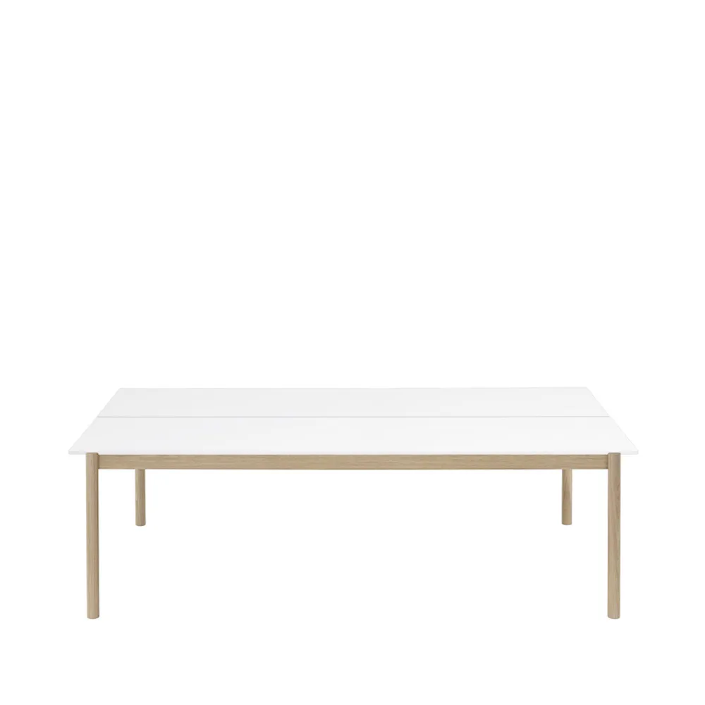 Linear System tafel 142x240 cm, White laminate-White ABS-Oak Muuto