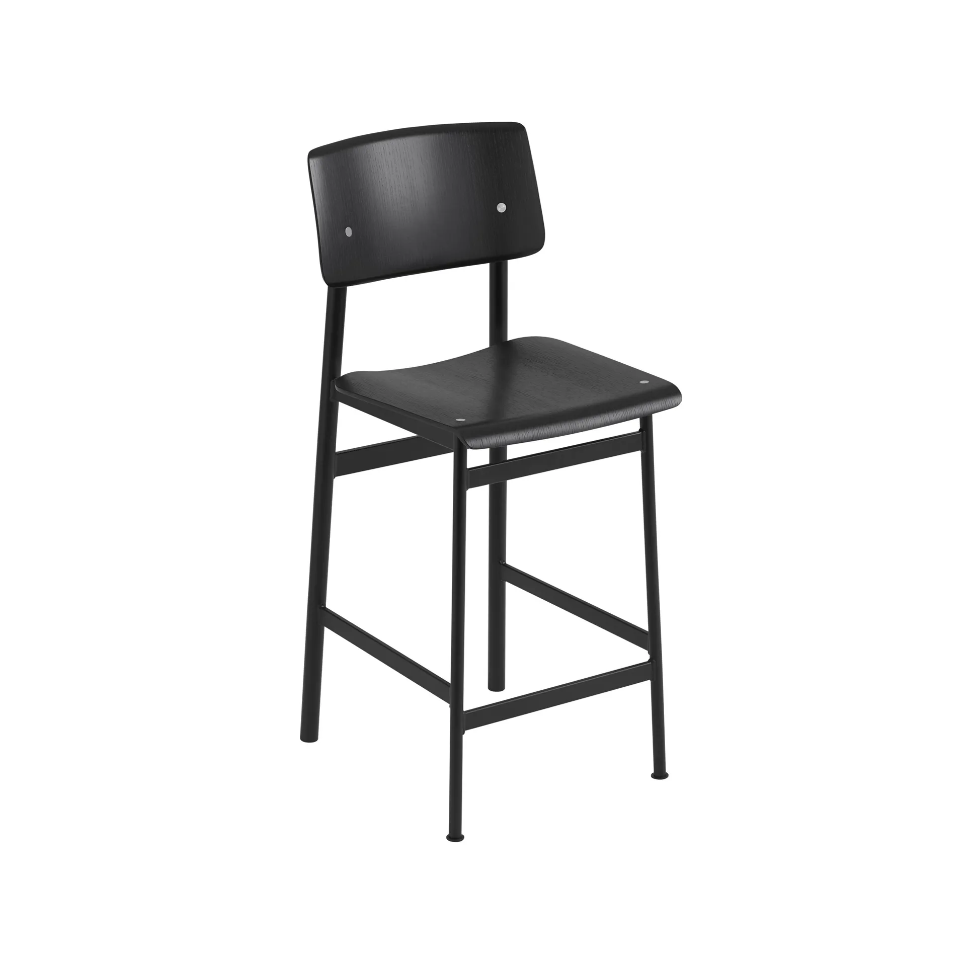 Loft barkruk, black, laag, zwart stalen frame Muuto