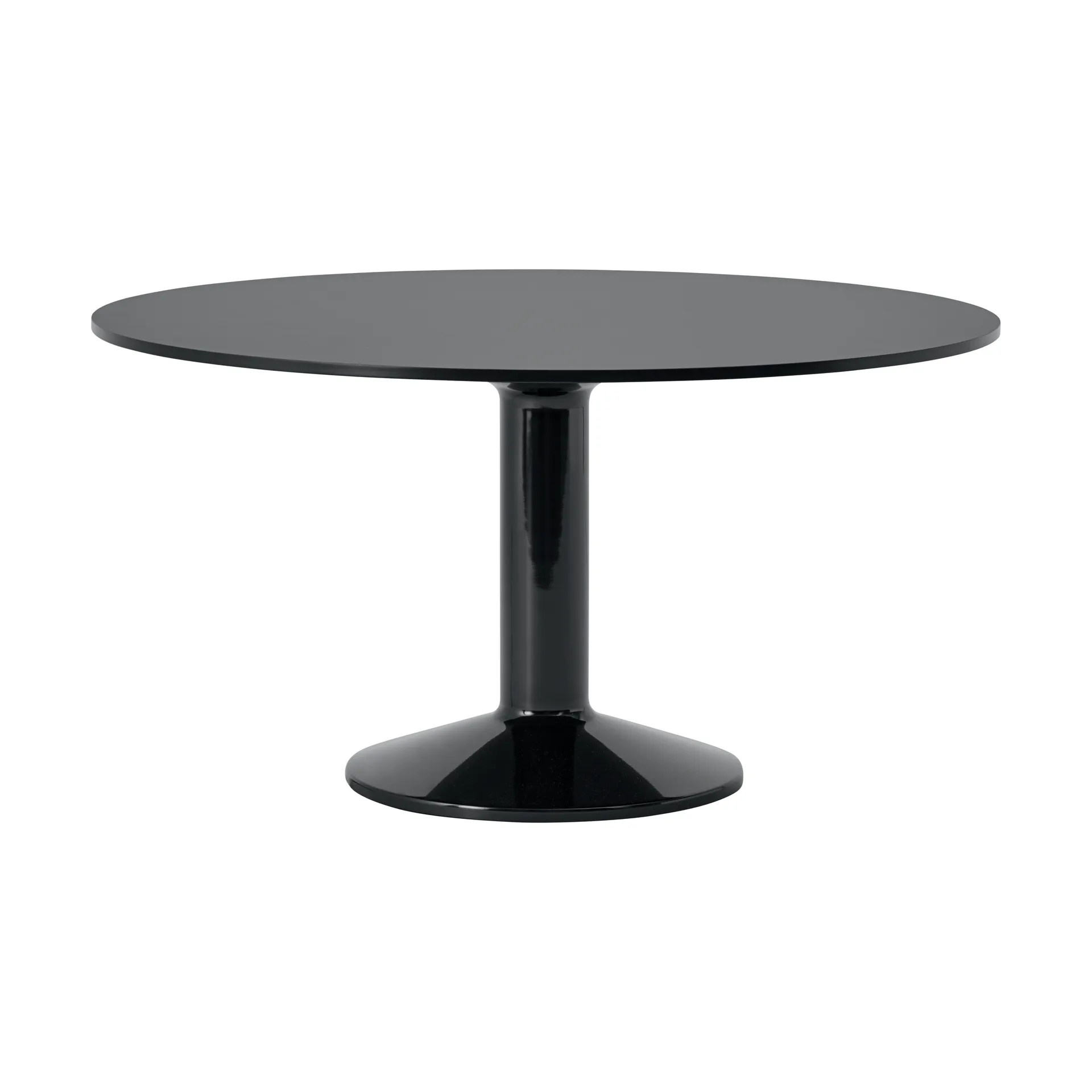 Midst pilaar­tafel, Black nanolaminaat-zwart, Ø140 cm Muuto