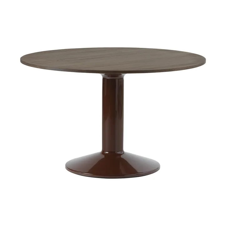 Midst pilaar­tafel - Dark oiled oak-dark red, Ø120 cm - Muuto