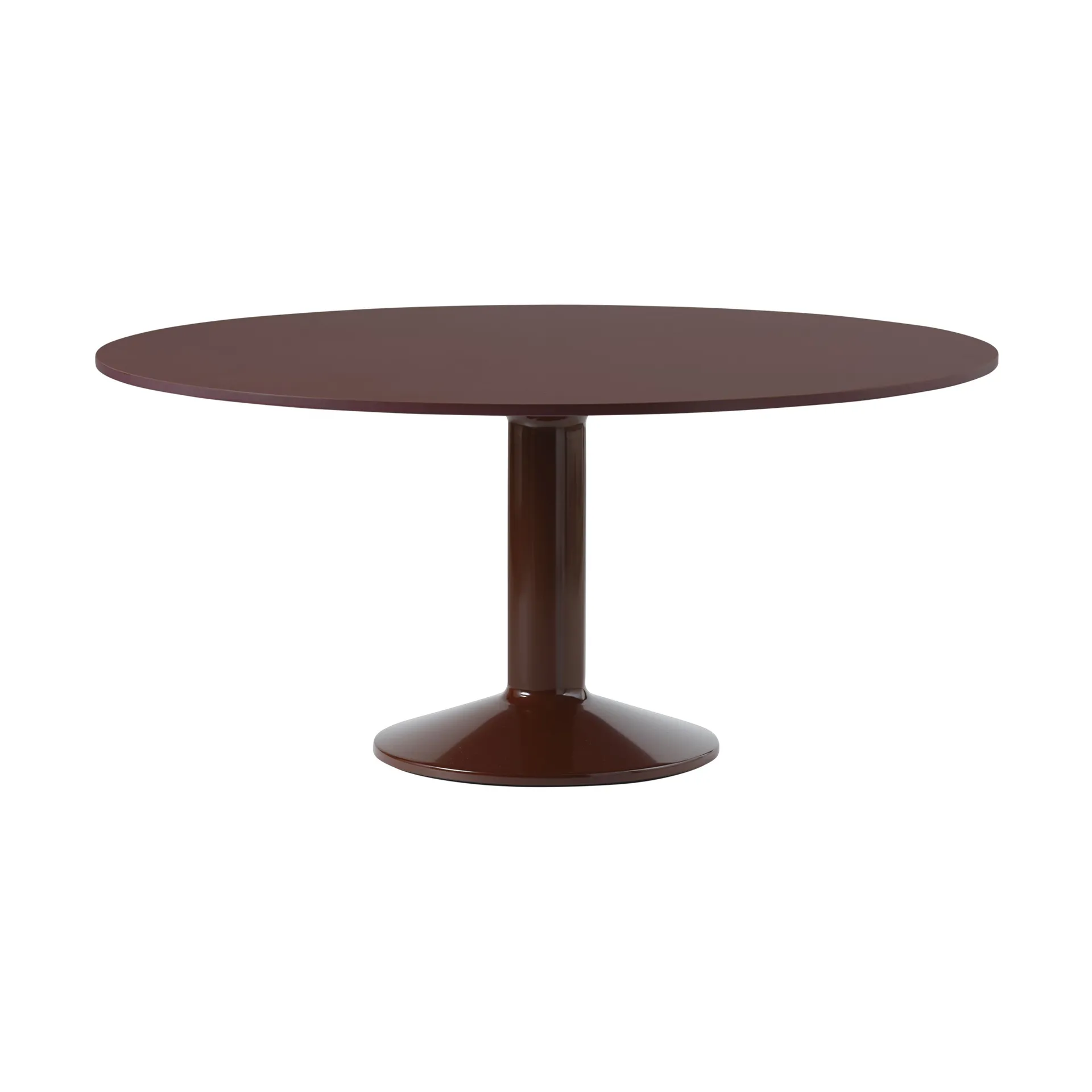 Midst pilaar­tafel, Dark red linoleum-dark red, Ø160 cm Muuto