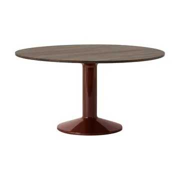 Midst pilaar­tafel - Donker geolied eiken-donkerrood, Ø140 cm - Muuto