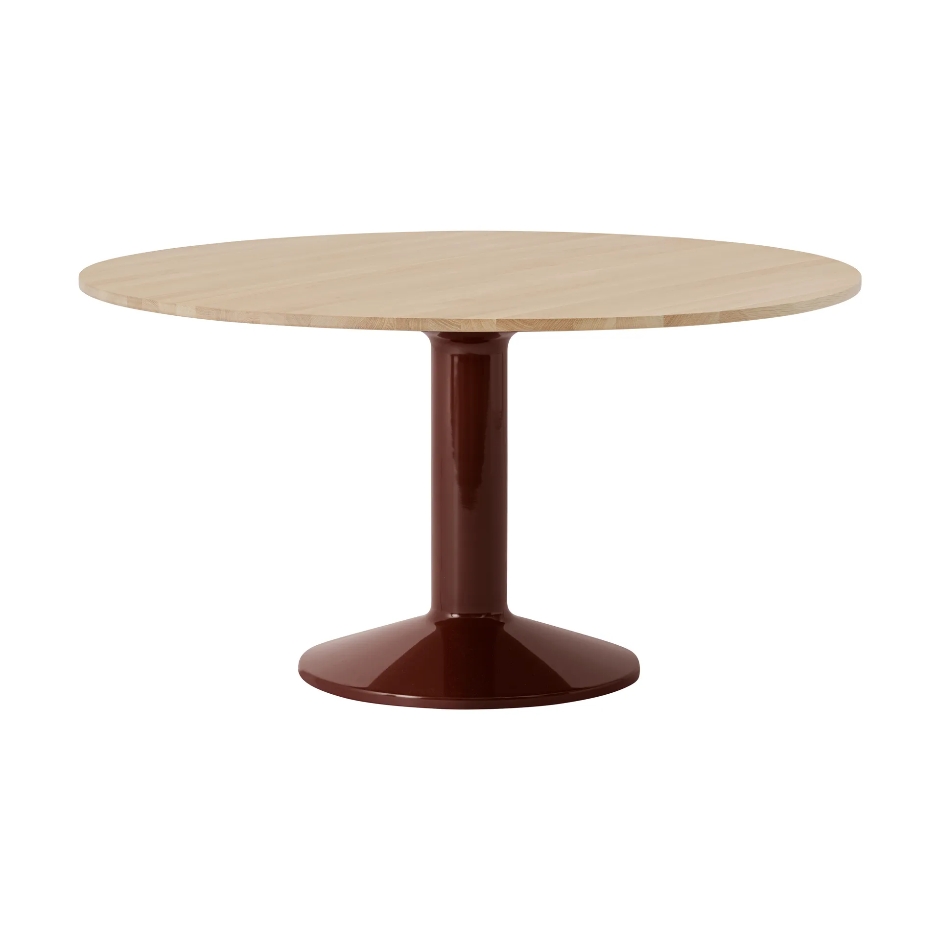 Midst pilaar­tafel, Geolied eiken-donkerrood, Ø140 cm Muuto