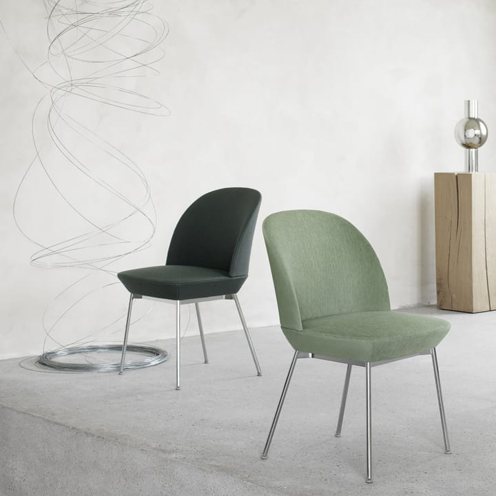 Oslo eetkamerstoel verchroomde poten, twill weave 990 Muuto