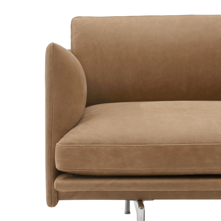 Outline 3,5-zitsbank gepolijst aluminium, Grace leather Camel Muuto