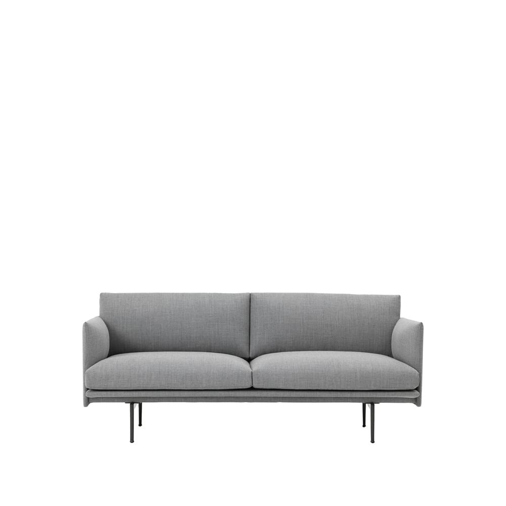 Muuto Outline bank 2-zits Fiord 151 grey-Black | Scandinavisch Interieur | Bankstellen | Grijs