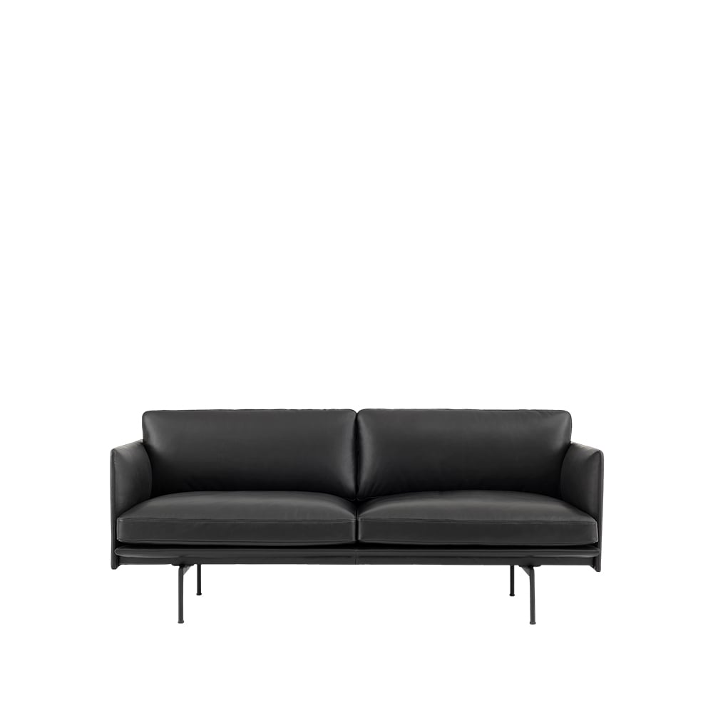 Muuto Outline bank 2-zits Refine leather black-Black