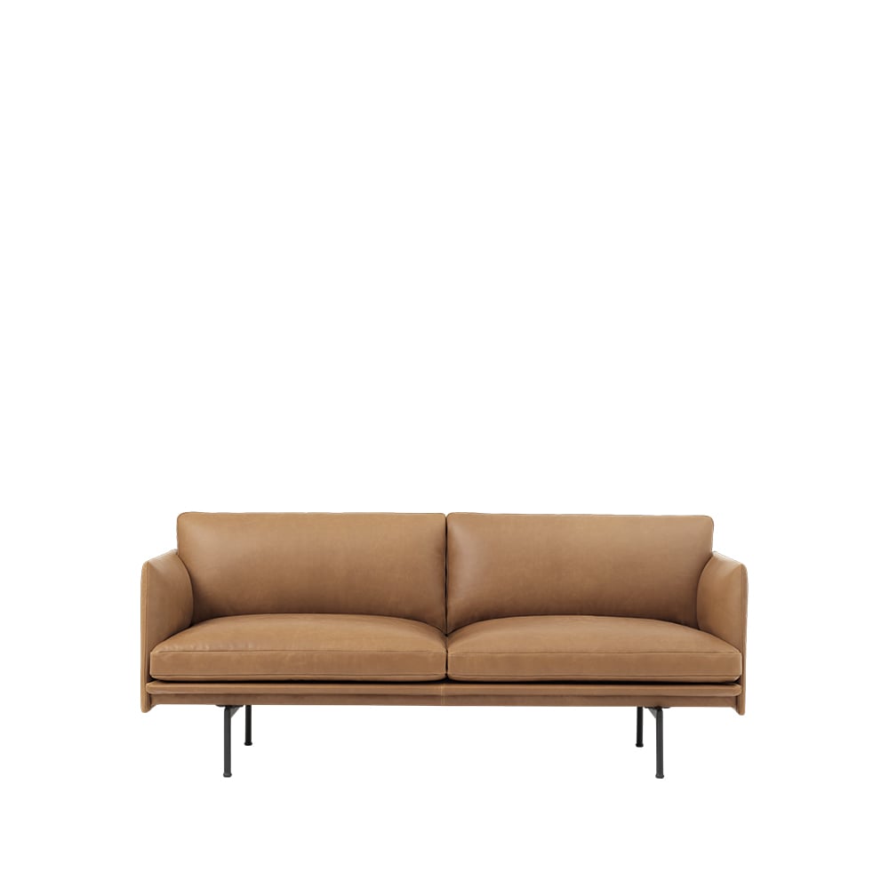 Muuto Outline bank 2-zits Refine leather cognac-Black