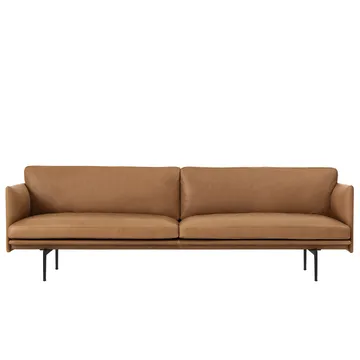 Outline bank 3-zits leer - Cognac-zwarte poten - Muuto