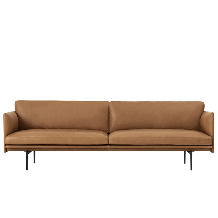 Outline bank 3-zits leer - Cognac-zwarte poten - Muuto