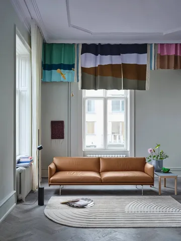 Outline bank 3-zits leer - Cognac-zwarte poten - Muuto