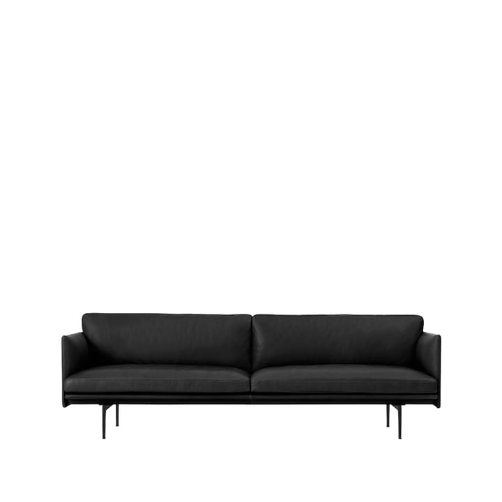 Outline bank 3-zits leer - Refine black-zwarte poten - Muuto