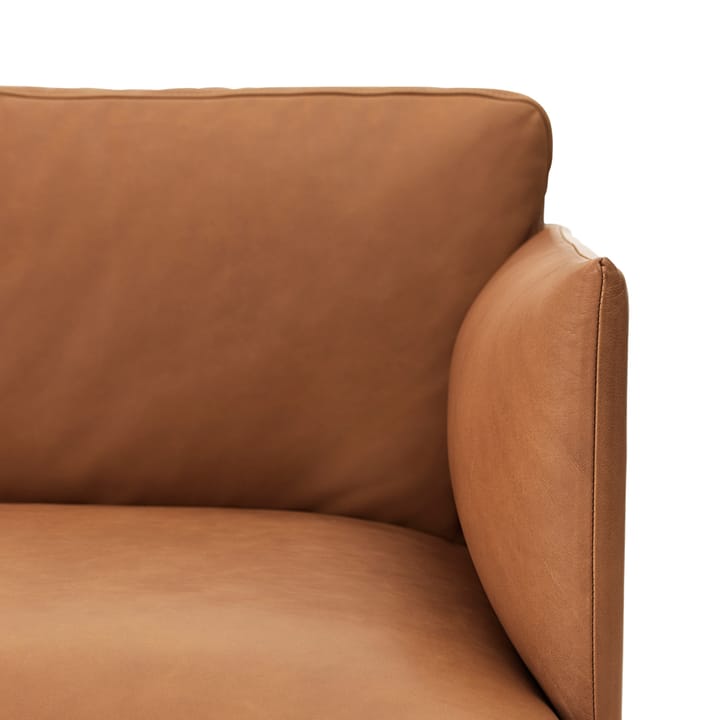 Outline bank 3-zits leer, Refine zwart-aluminium poten Muuto
