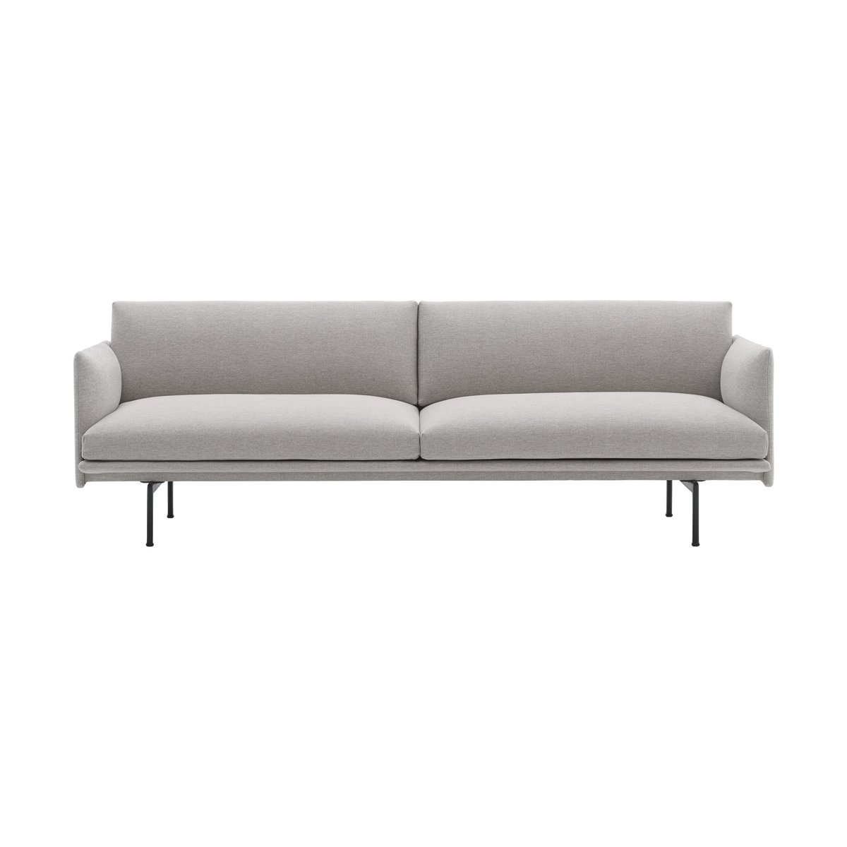 Muuto Outline bank 3-zits stof Clay 12-Black | Scandinavisch Interieur | Bankstellen | Grijs