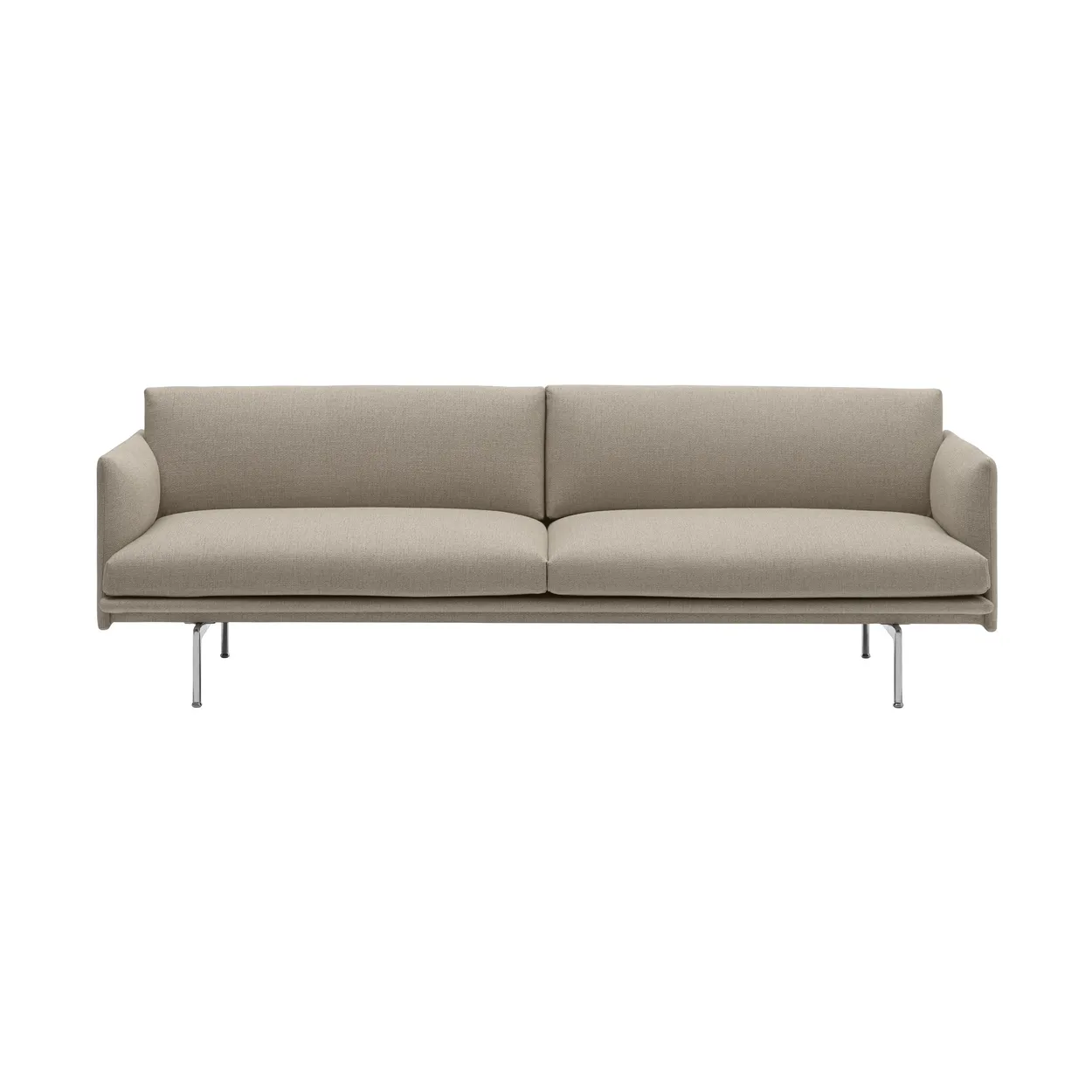 Muuto Outline bank 3-zits stof Ecriture 240-Polished Aluminum