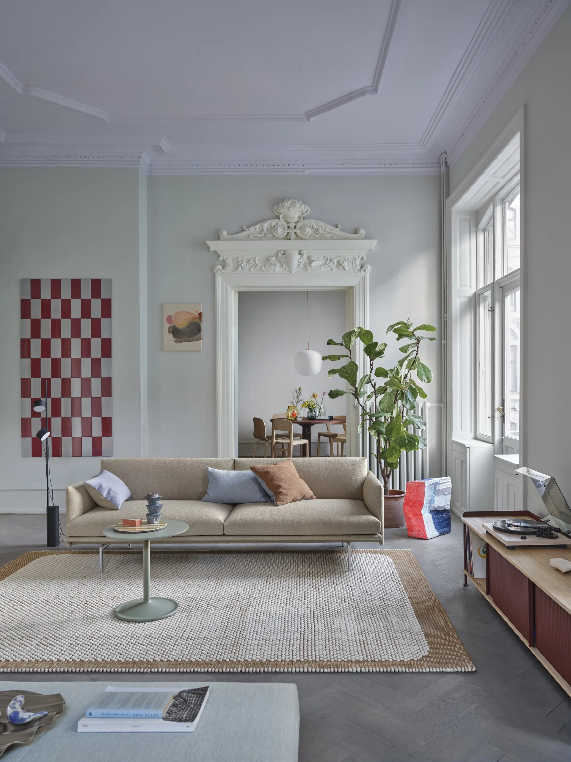 Outline bank 3-zits stof, Ecriture 240-Polished Aluminum Muuto