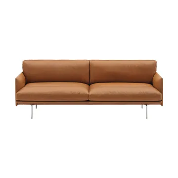 Outline Soft bank - Refine Leather Cognac-aluminium poten, 3-zits - Muuto