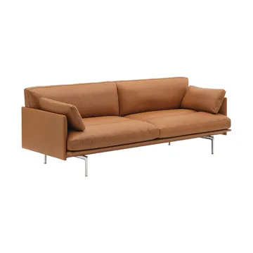 Outline Soft bank - Refine Leather Cognac-aluminium poten, 3-zits - Muuto