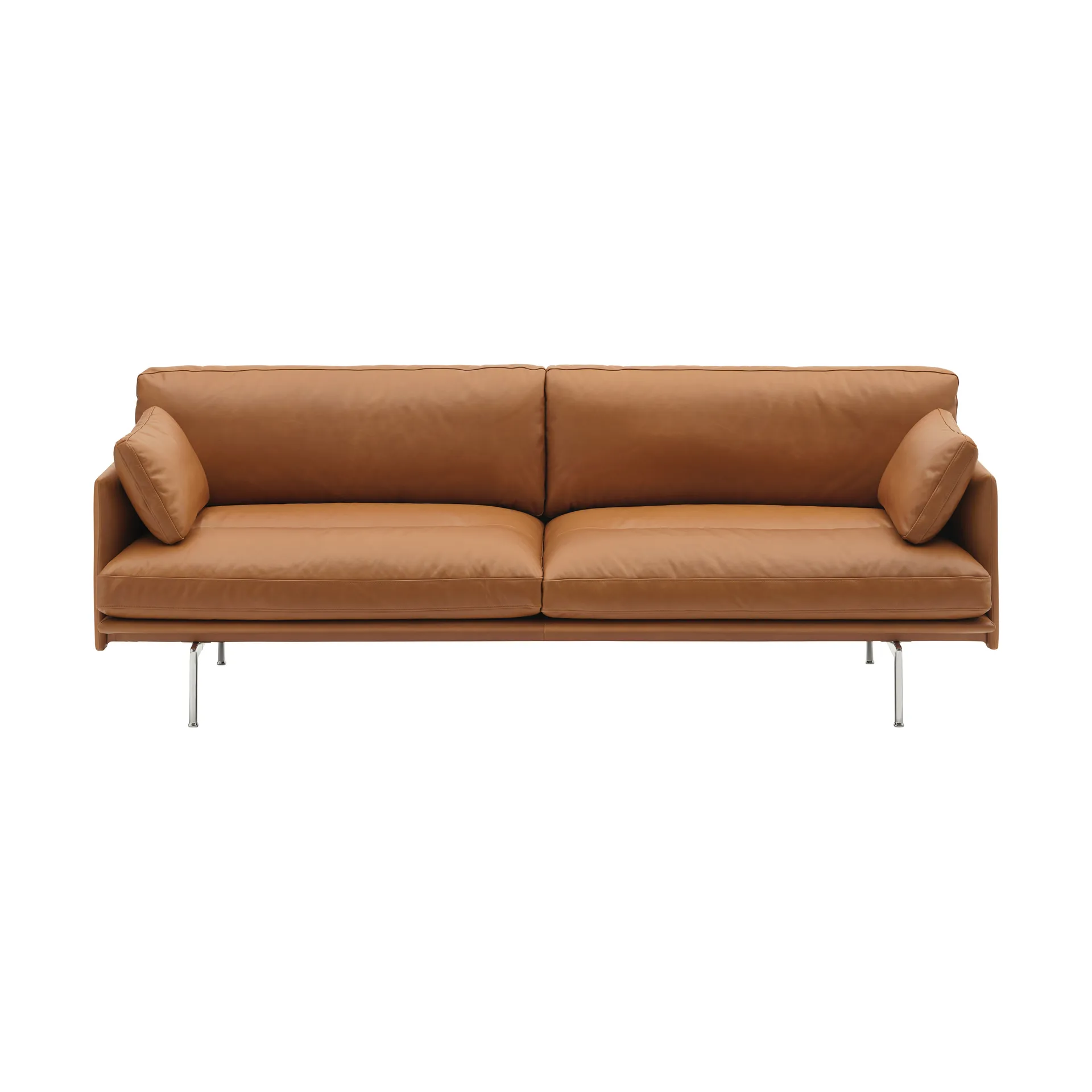 Outline Soft bank, Refine Leather Cognac-aluminium poten, 3-zits Muuto