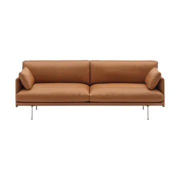 Outline Soft bank - Refine Leather Cognac-aluminium poten, 3-zits - Muuto