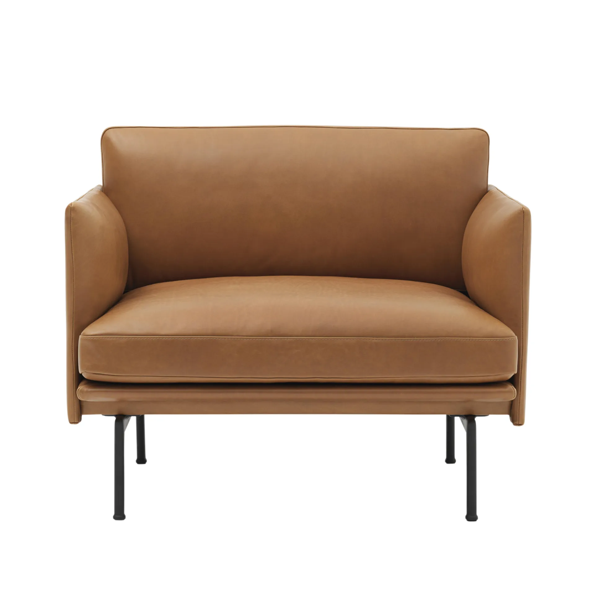 Outline stoel zwart onderstel, Refine leather cognac-Black Muuto