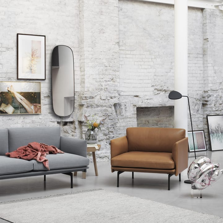 Outline stoel zwart onderstel, Refine leather cognac-Black Muuto